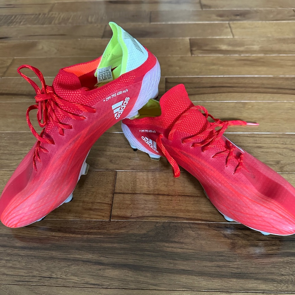 Adidas Red and White Soccer Cleats